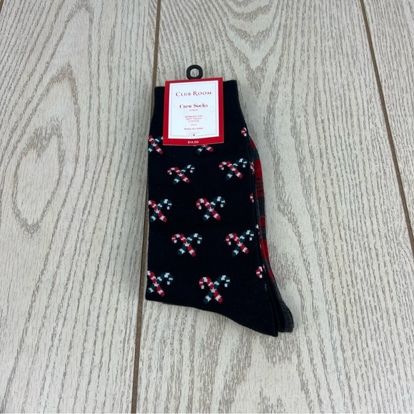 Club Room Crew Socks Candy Cane  OS Grey/Black $14 - Picture 1 of 3